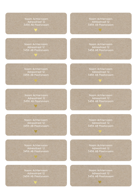 Adresstickers geboortekaartje rond Sofie labels goud hartje