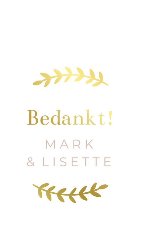 Label bedankjes bruiloft takjes goudfolie