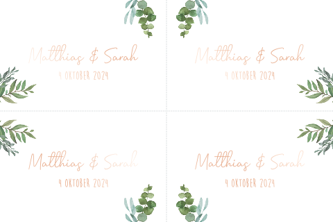 Trouwkaart label rosefolie olijfgroen takjes