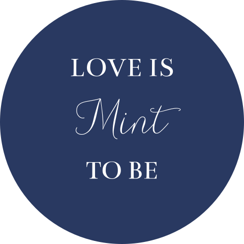 Sluitsticker bedankje Love is mint to be blauw
