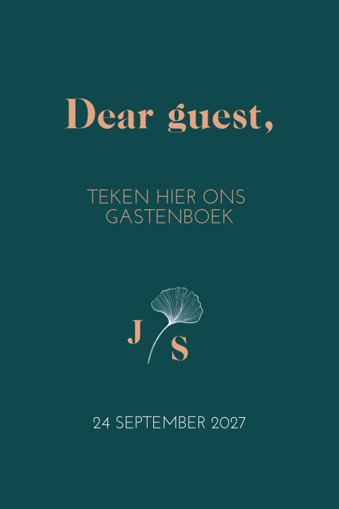 Kaart bij gastenboek - Ginkgo green