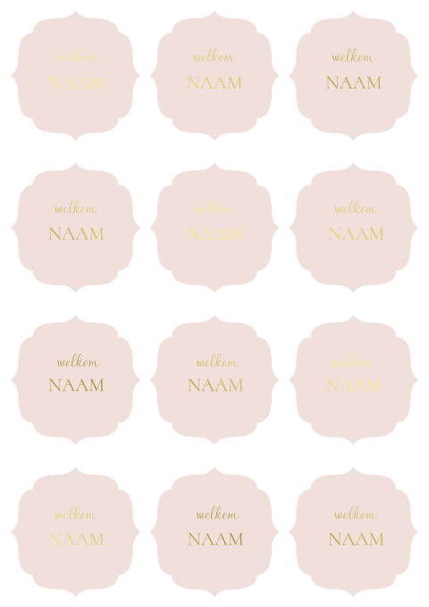 Naamkaartjes bruiloft klassiek roze goud