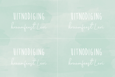 Kraamfeest uitnodiging kaartje mintgroen 4 stuks