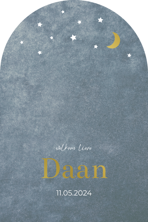 Geboortekaartje jongen boog vorm velvet look met goudfolie