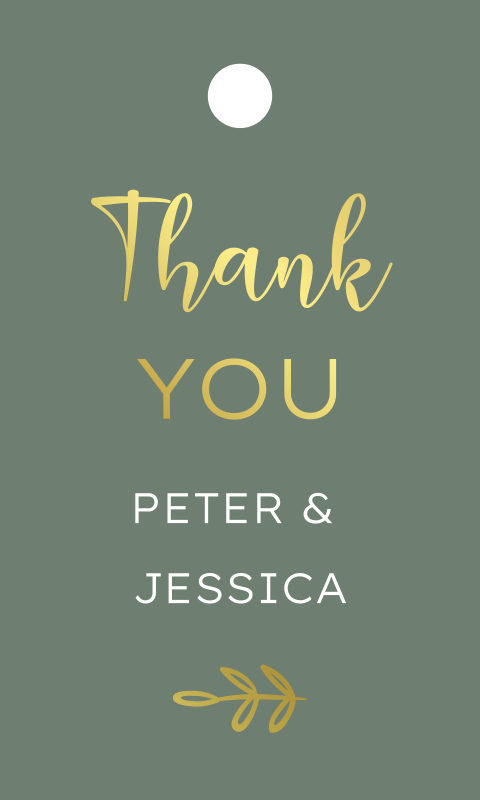 Label bedankjes bruiloft takje goudfolie Shining Love