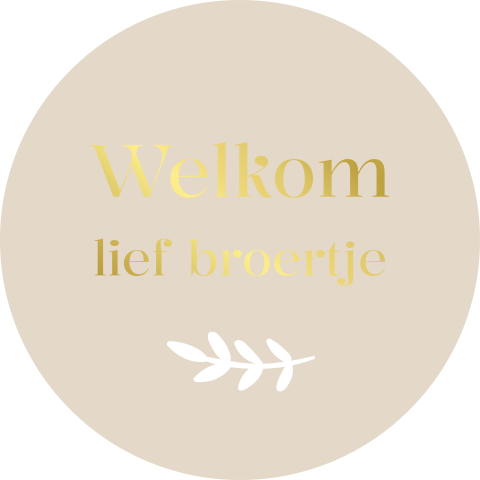 Sluitsticker geboortekaartje beige broertje Noud