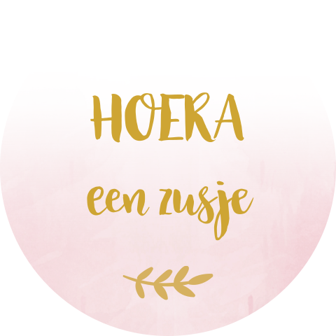 Sluitsticker geboortekaartje Lara roze watercolor hoera zusje