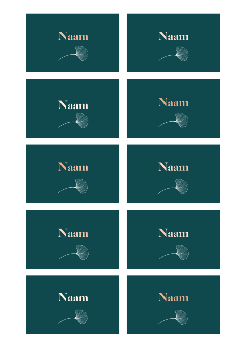 Naamkaartjes bruiloft groen ginkgo