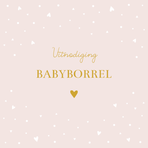 Kraamfeest uitnodiging babyborrel Romy lichtroze hartjes