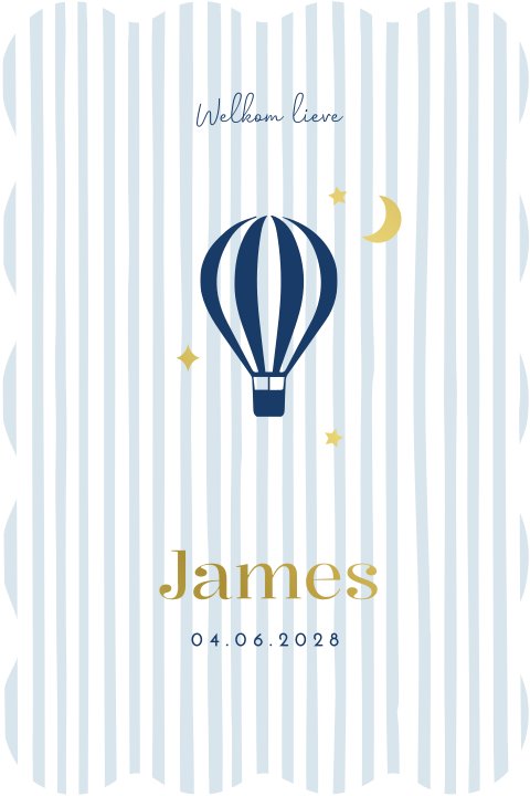 Geboortekaartje jongen golf luchtballon streepjes