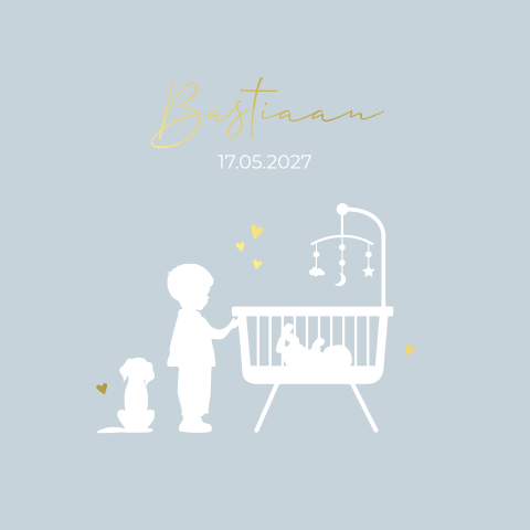 Geboortekaartje jongen wieg broertje goudfolie