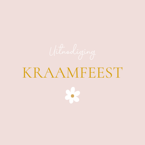 Kraamfeest uitnodiging Feline lichtroze madelief