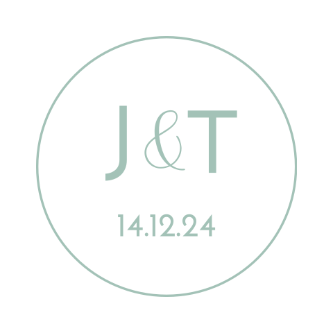 Sluitsticker trouwkaart Jesper & Tessa wit trouwlogo groen