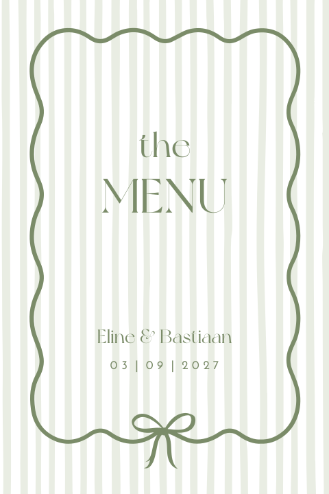 Menukaart vintage strepen groen strik