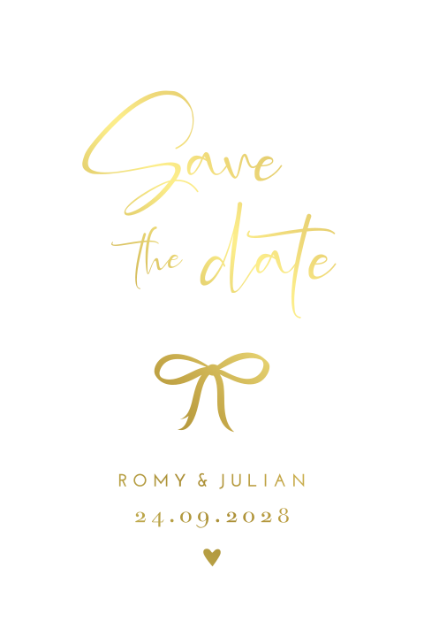 save the date kaart strik goudfolie