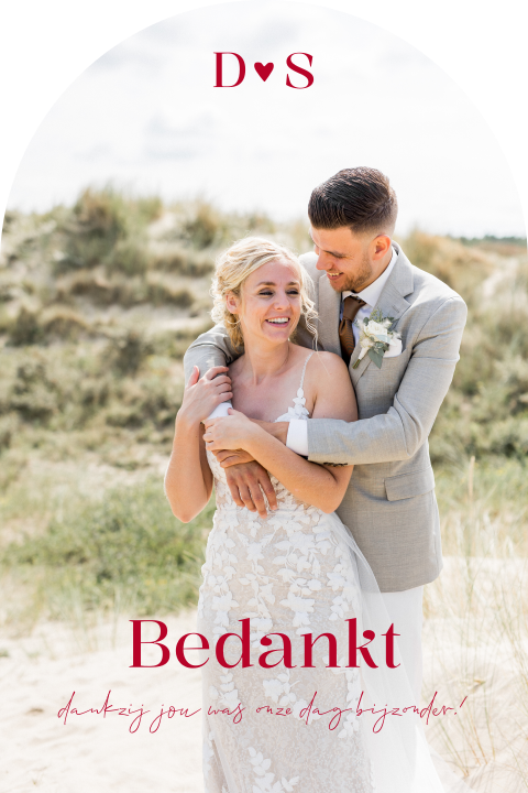 Bedankkaart bruiloft boogvorm foto modern