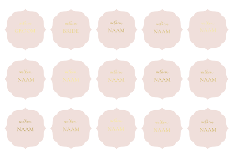 Naamkaartjes bruiloft klassiek goudfolie - 15 stuks 8x8 cm