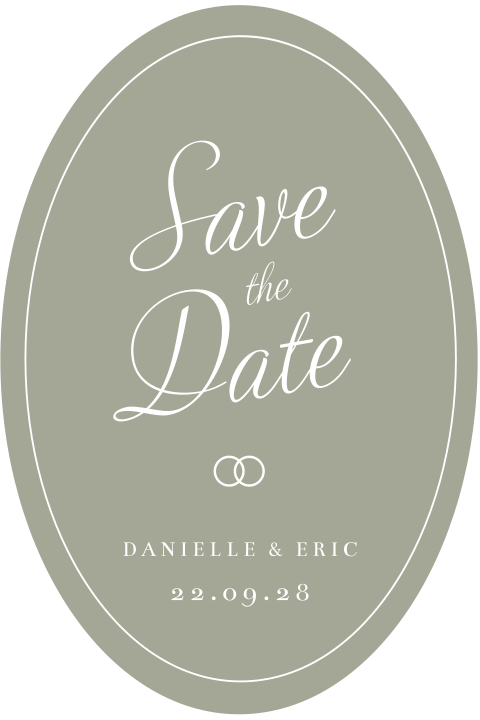 Save the date kaart stans ovaal sage green