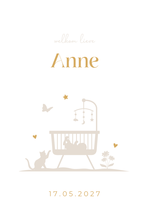 Geboortebord dubbel 60x40 Anne neutraal boogvorm wieg silhouet