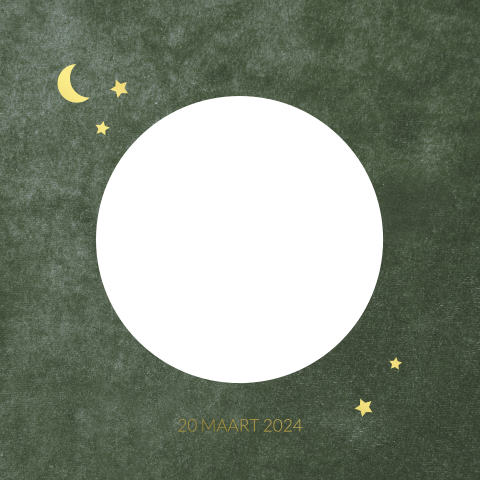 Geboortekaartje tweeling doorkijkje cirkel velvet groen met goudfolie