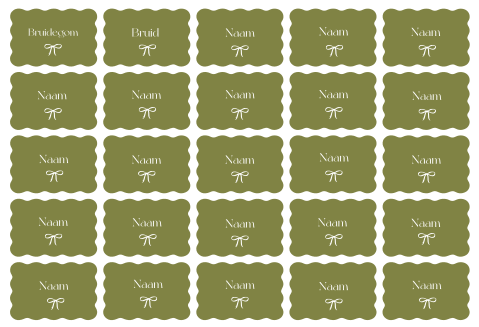 Naamkaartjes bruiloft golf groen strikje