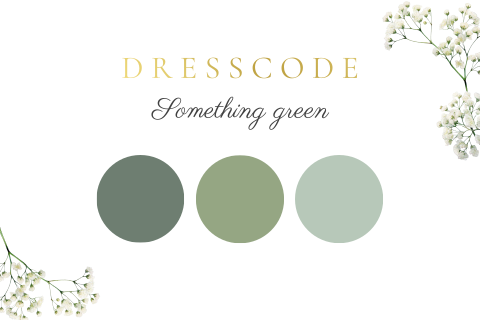 Dresscode kaartje met kleuren Ivory Blossoms