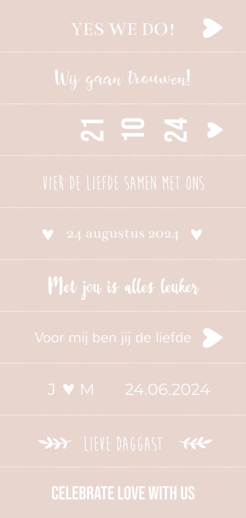 DIY labels roze trouwkaart label