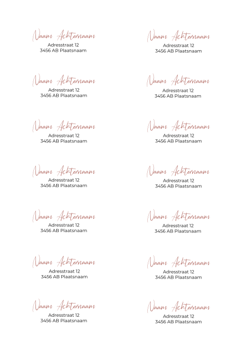 Adresstickers trouwkaart rond Romantic Rose