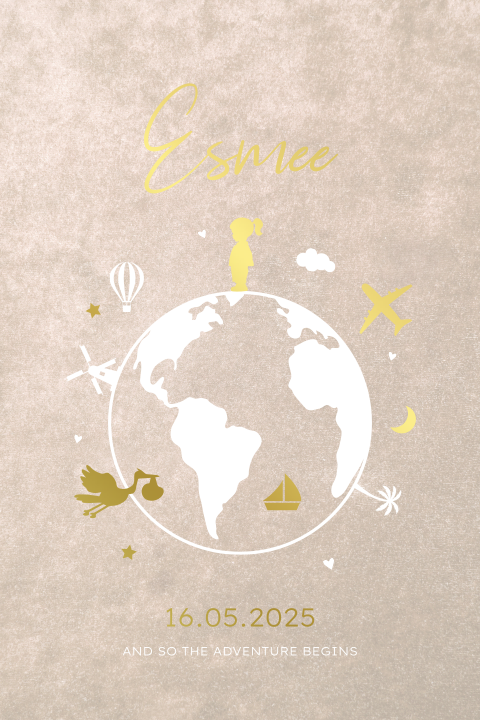 Geboortekaartje meisje paspoort neutraal