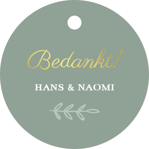 Label bedankjes bruiloft rond Green Elegance - 16 stuks