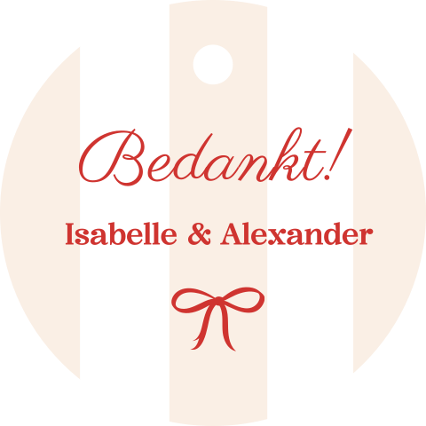 Label bedankjes bruiloft rond Loving red - 16 stuks