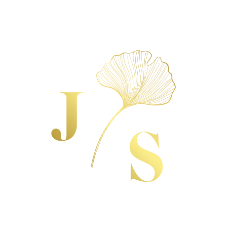 Sluitsticker trouwkaart Jasper & Sanne wit ginkgo goudfolie trouwlogo