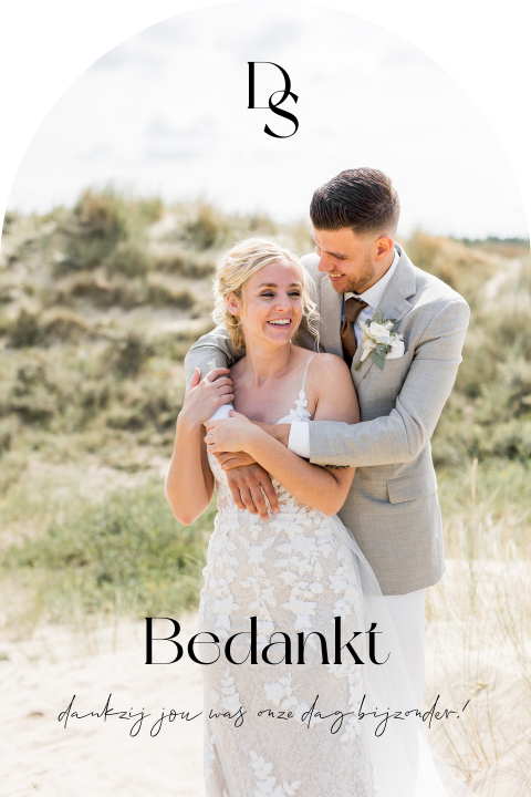 Bedankkaart bruiloft boogvorm foto Modern Chic