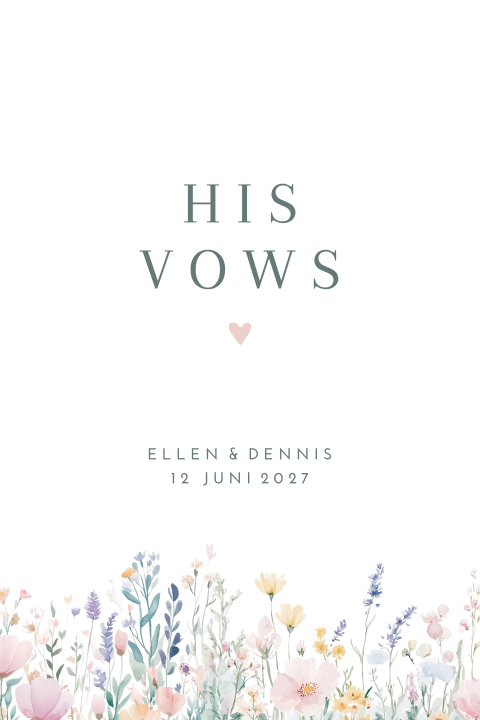 Geloftenboekje bruiloft romantisch bloemen his vows