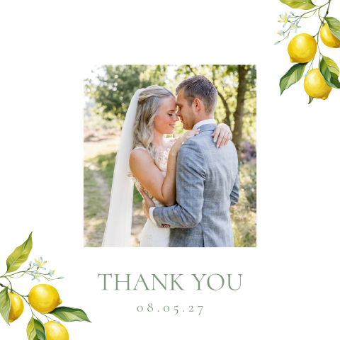 Bedankkaart bruiloft citroen foto