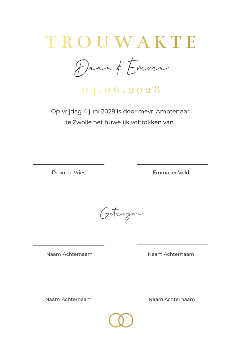 Trouwakte ceremonie bruiloft Romantic Beige 