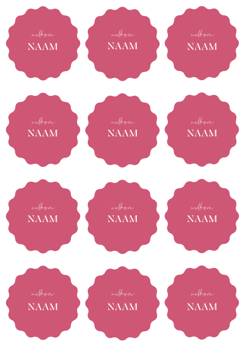 Naamkaartjes bruiloft golf cirkel roze