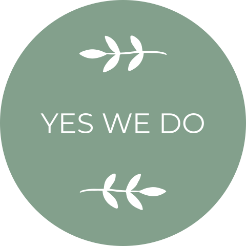 Sluitsticker trouwkaart Mick & Jessica  groen takjes yes we do