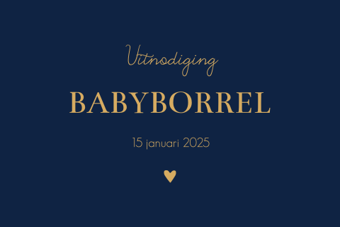 Kraamfeest uitnodiging babyborrel Daan donkerblauw maan ster