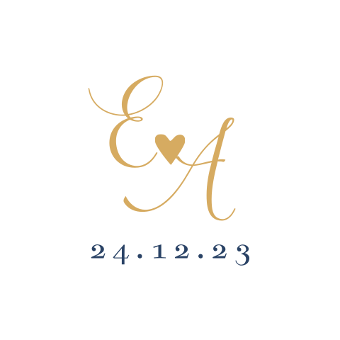 Sluitsticker trouwkaart Esli & Albert-Jan wit trouwlogo goud