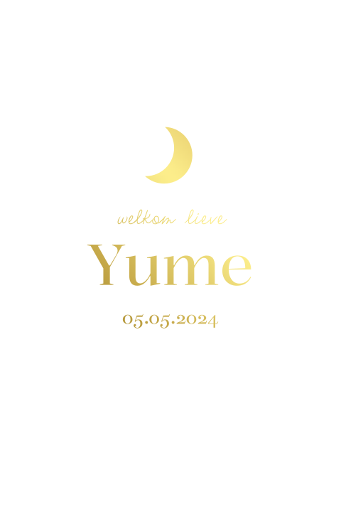 Geboortekaartje kalkpapier voorkant goudfolie maantje