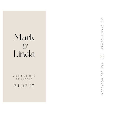 Trouwkaart stapelkaart golf modern beige