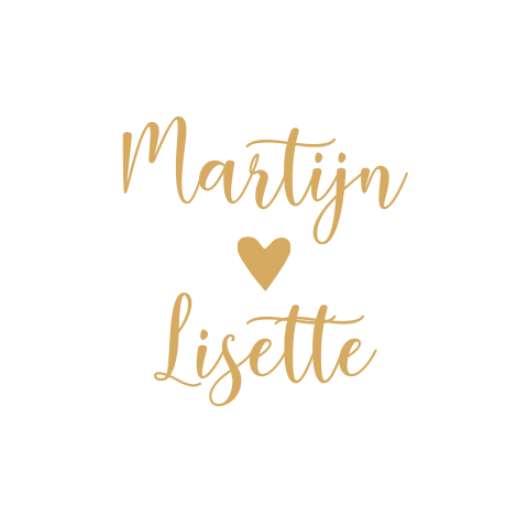 Sluitsticker trouwkaart Martijn & Lisette wit sierlijk goud