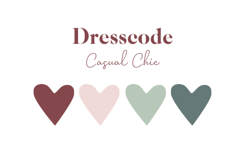 Dresscode kaartje bruiloft hartjes kleuren modern