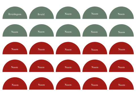 Naamkaartjes bruiloft boogvorm kerst rood groen - 25 stuks 8x4 cm