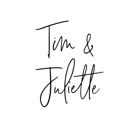 Sluitsticker trouwkaart Tim & Juliette wit modern zwart sierlijk