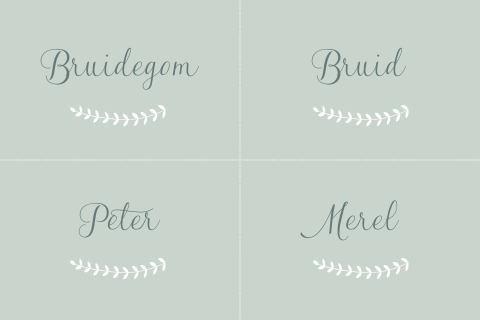 Naamkaartjes mintgroen botanisch modern trouwhuisstijl