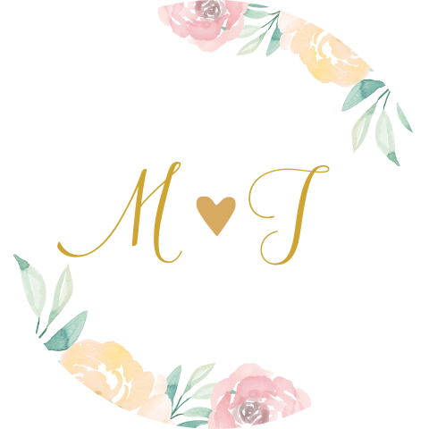 Sluitsticker trouwkaart Marijn & Jeanine watercolor bloemen initialen