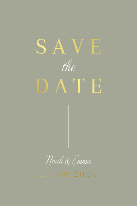 Save the date kaart klassiek sage green goud