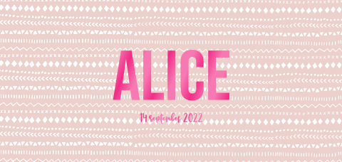 Geboortekaartje meisje roze etnisch patroon